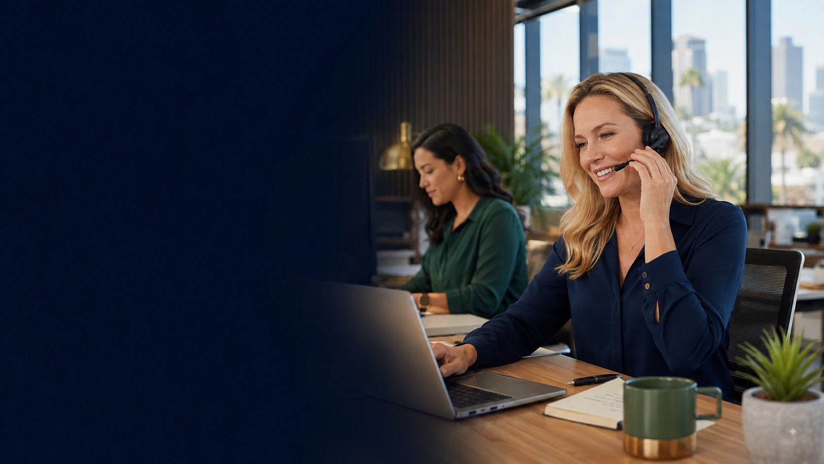 Professional administrative coordinator providing live phone and appointment support from an organized office