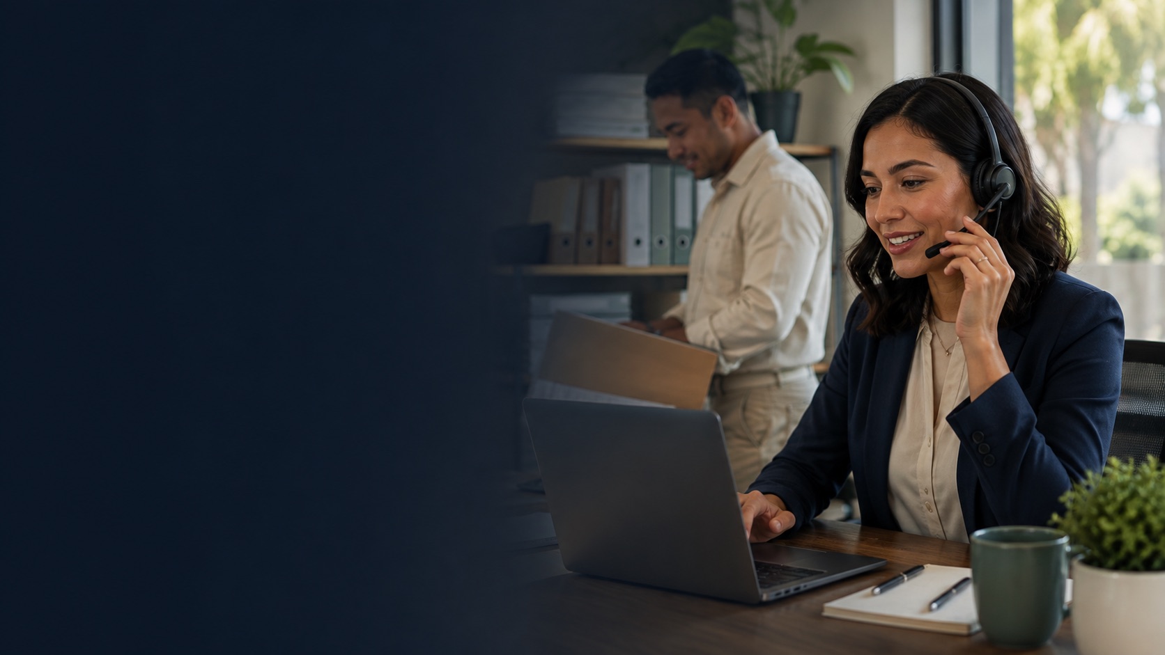 Professional administrative coordinator providing live phone and appointment support from an organized office